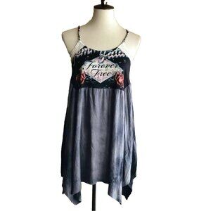 Scrapbook Womens Rayon Gray Lace Trim Forever Free Print MIni Dress Size M